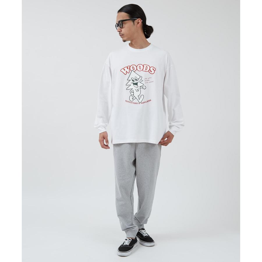 長袖Tシャツ メンズ WOODS別注 ウッズ ロンT カットソー  ビッグシルエット アウトドア カジュアル アメカジ ブラック ホワイト オートミール | improves | 07