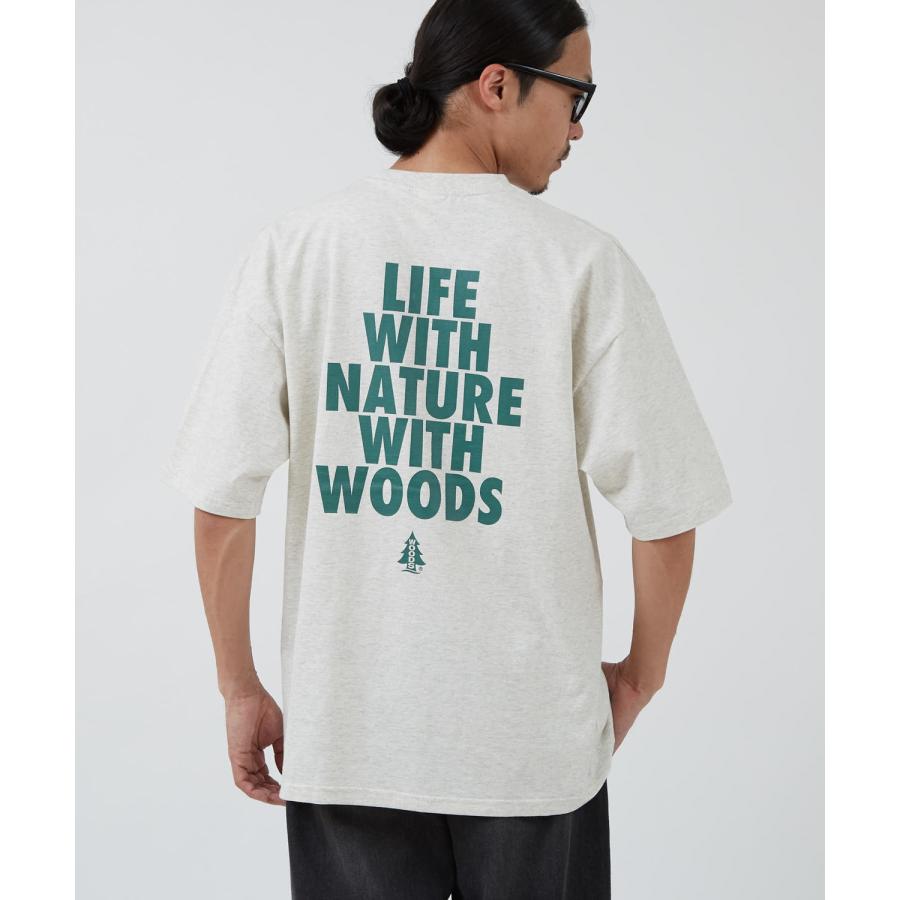 半袖Tシャツ メンズ WOODS別注 ウッズ カットソー  ビッグシルエット アウトドア カジュアル アメカジ ブラック ホワイト オートミール | improves | 13