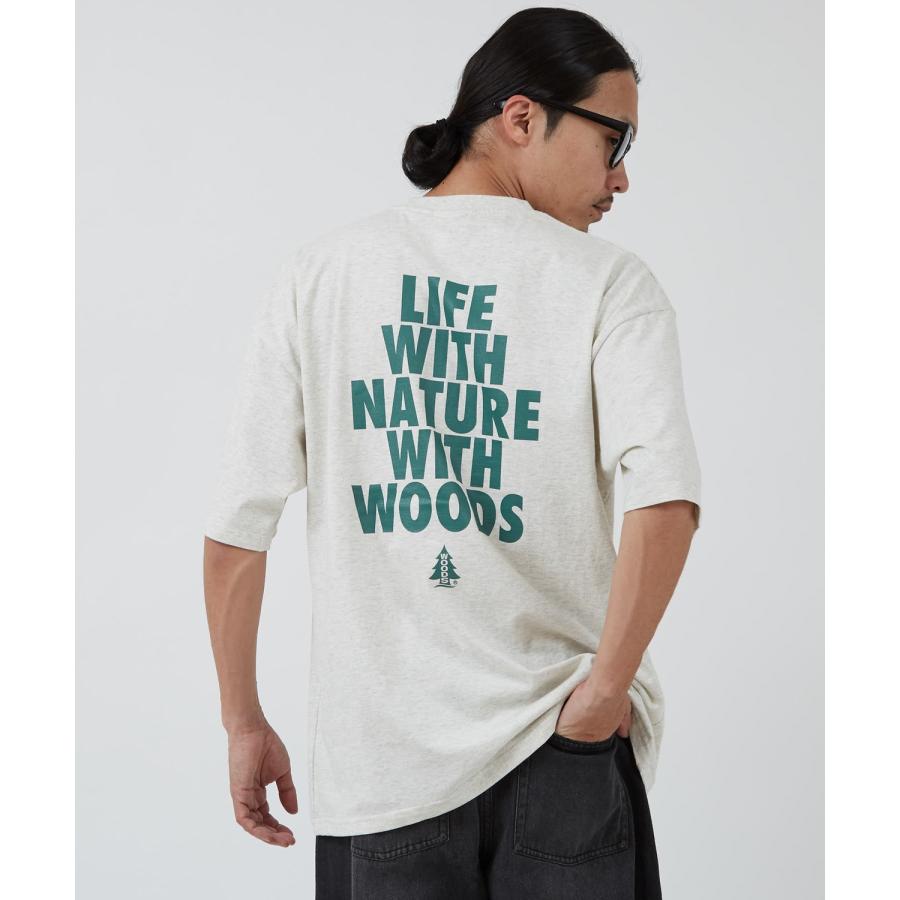 半袖Tシャツ メンズ WOODS別注 ウッズ カットソー  ビッグシルエット アウトドア カジュアル アメカジ ブラック ホワイト オートミール | improves | 14