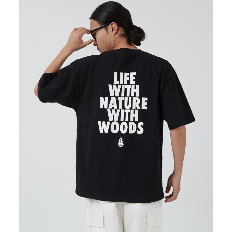 半袖Tシャツ メンズ WOODS別注 ウッズ カットソー  ビッグシルエット アウトドア カジュアル アメカジ ブラック ホワイト オートミール | improves | 04