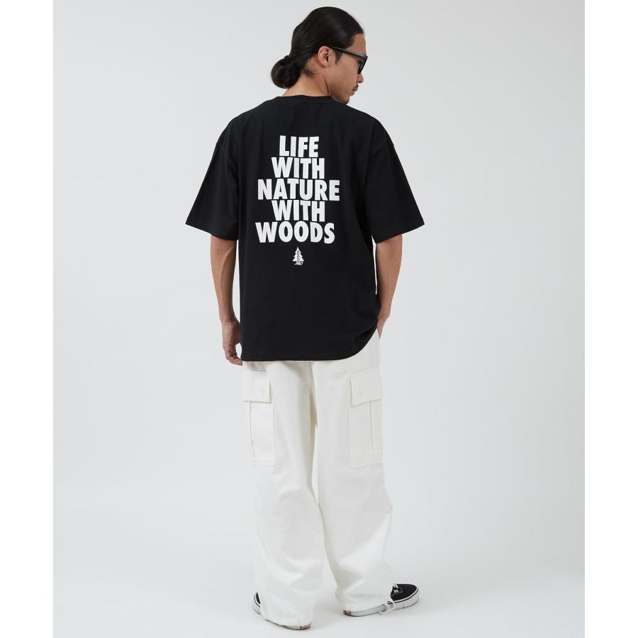 半袖Tシャツ メンズ WOODS別注 ウッズ カットソー  ビッグシルエット アウトドア カジュアル アメカジ ブラック ホワイト オートミール | improves | 07