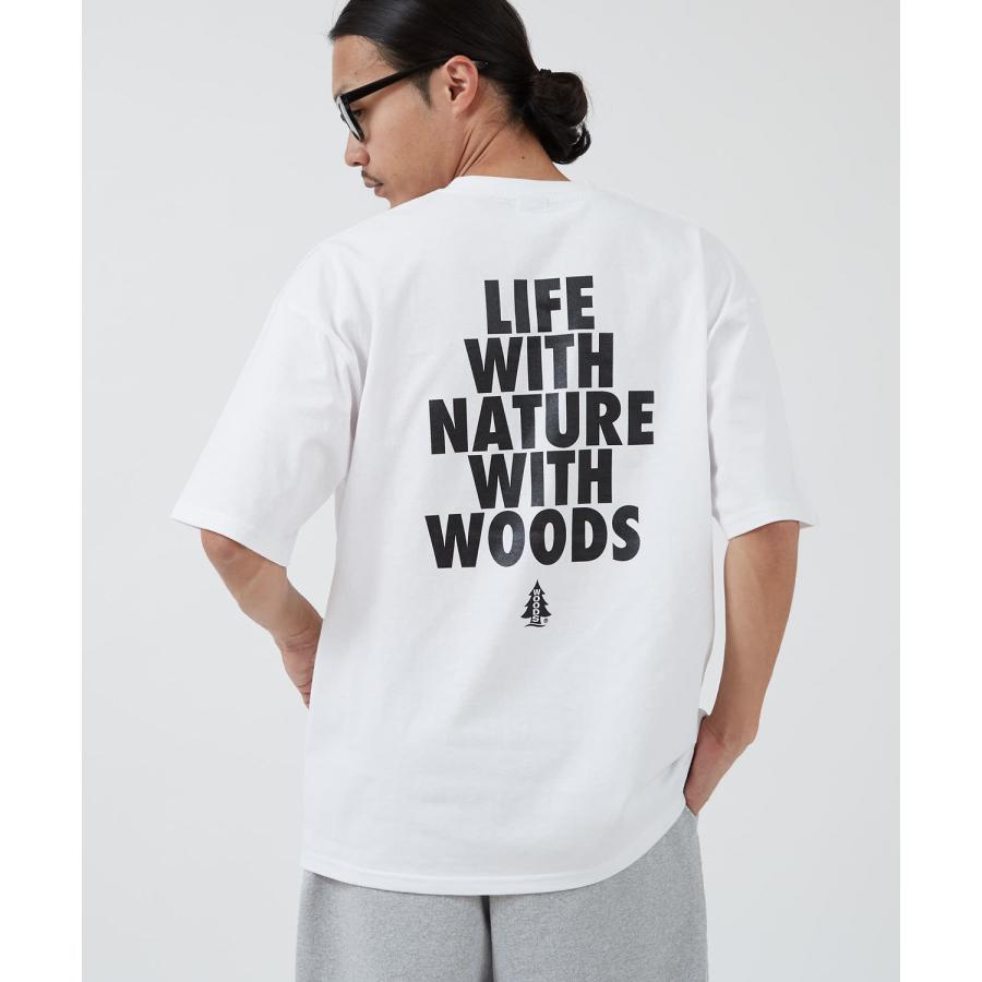 半袖Tシャツ メンズ WOODS別注 ウッズ カットソー  ビッグシルエット アウトドア カジュアル アメカジ ブラック ホワイト オートミール | improves | 08