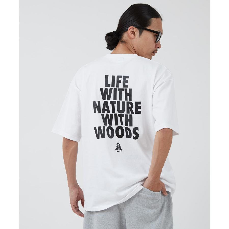 半袖Tシャツ メンズ WOODS別注 ウッズ カットソー  ビッグシルエット アウトドア カジュアル アメカジ ブラック ホワイト オートミール | improves | 09