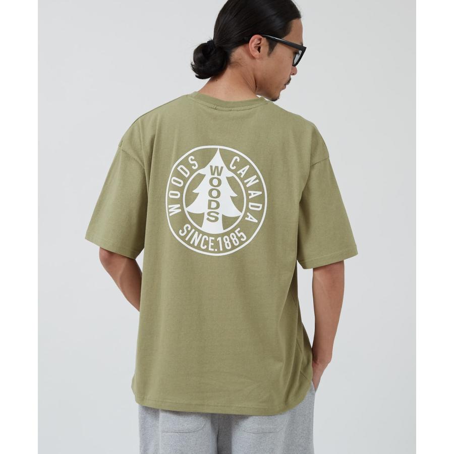 半袖Tシャツ メンズ WOODS別注 ウッズ カットソー  ビッグシルエット アウトドア カジュアル アメカジ ブラック ホワイト カーキ | improves | 14