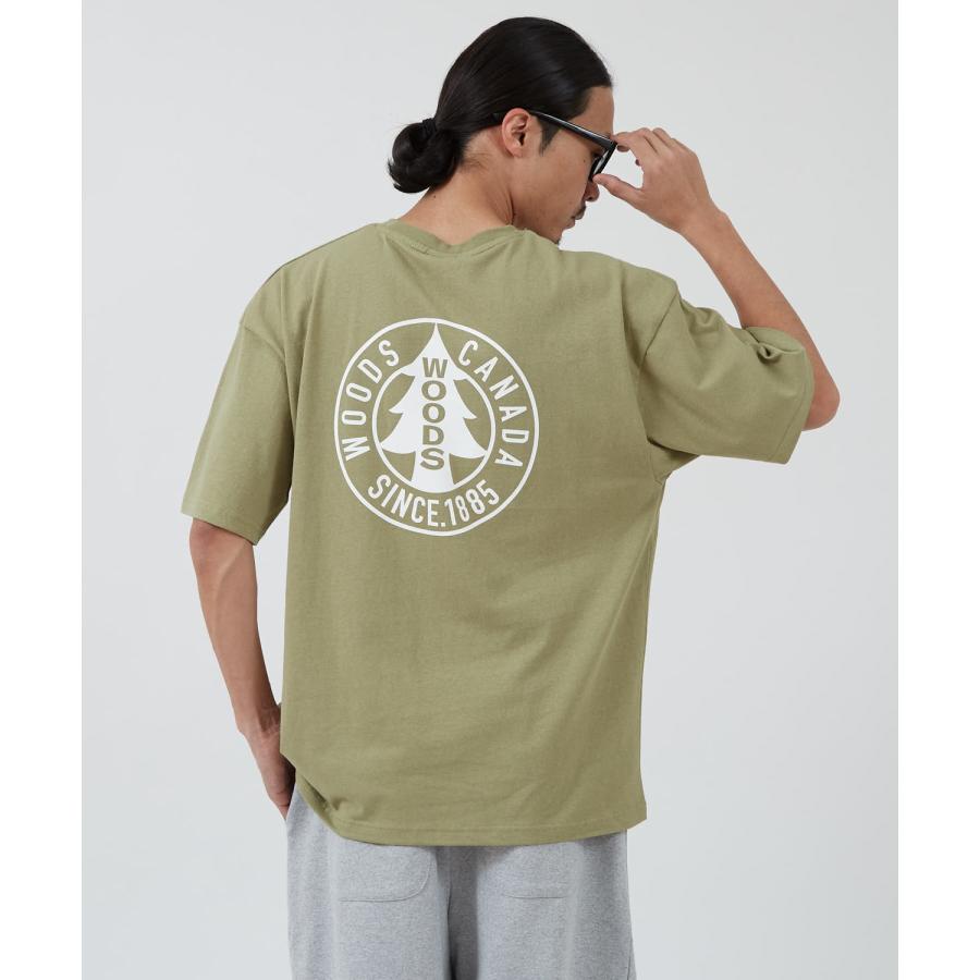 半袖Tシャツ メンズ WOODS別注 ウッズ カットソー  ビッグシルエット アウトドア カジュアル アメカジ ブラック ホワイト カーキ | improves | 15