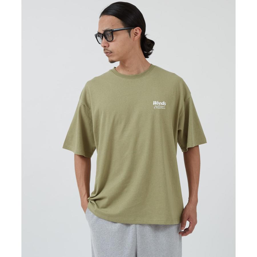 半袖Tシャツ メンズ WOODS別注 ウッズ カットソー  ビッグシルエット アウトドア カジュアル アメカジ ブラック ホワイト カーキ | improves | 16