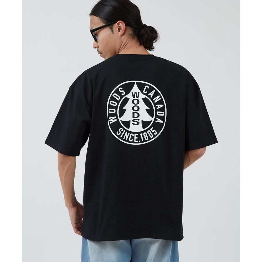 半袖Tシャツ メンズ WOODS別注 ウッズ カットソー  ビッグシルエット アウトドア カジュアル アメカジ ブラック ホワイト カーキ | improves | 04