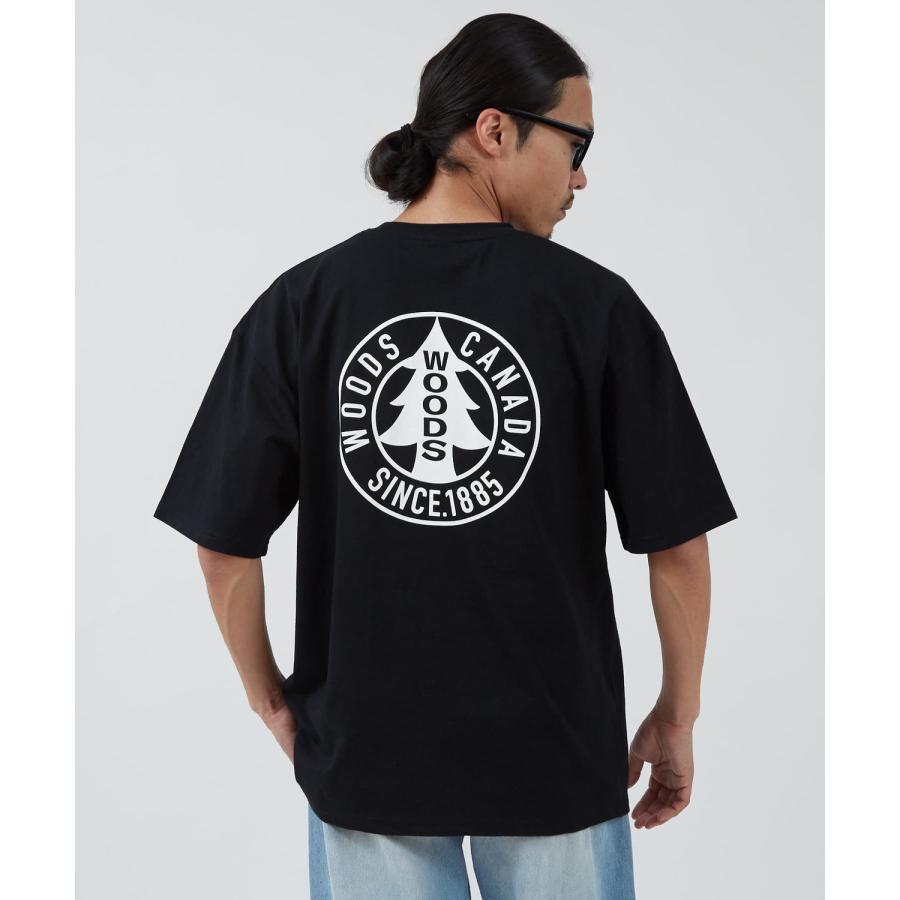 半袖Tシャツ メンズ WOODS別注 ウッズ カットソー  ビッグシルエット アウトドア カジュアル アメカジ ブラック ホワイト カーキ | improves | 05