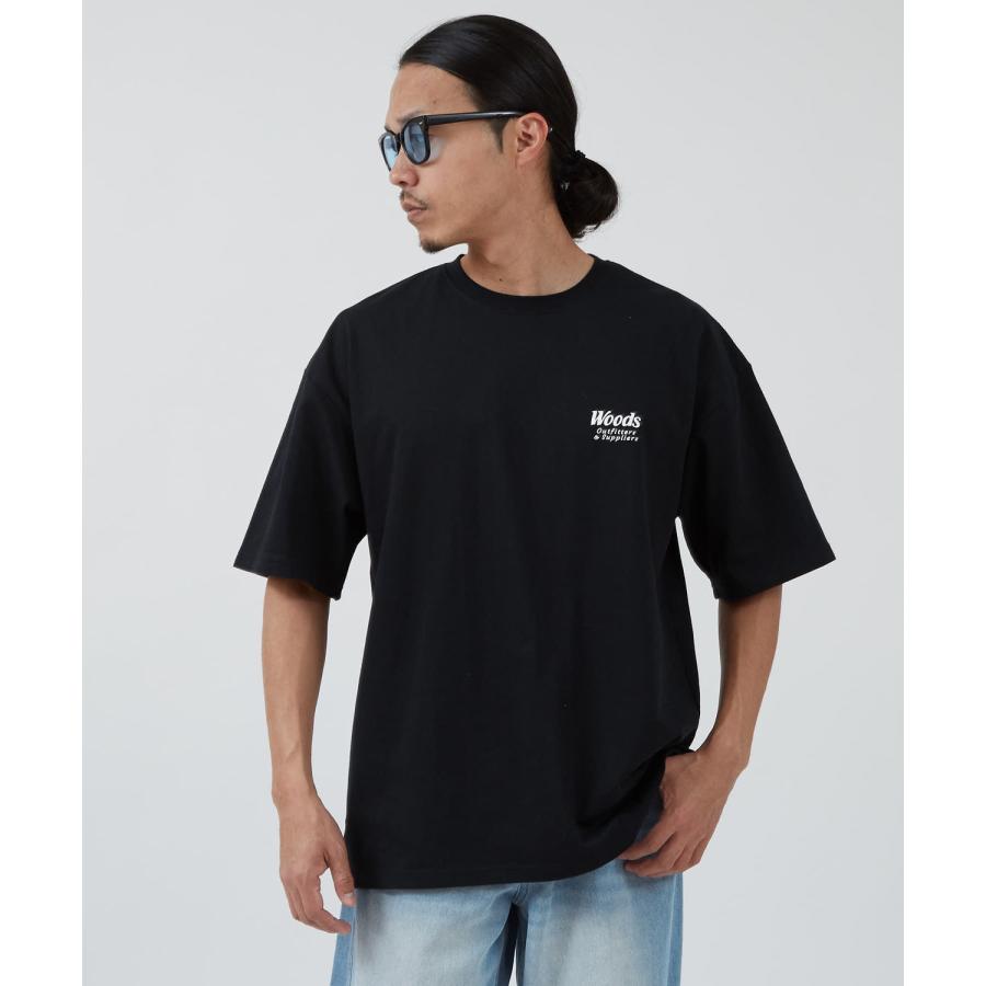 半袖Tシャツ メンズ WOODS別注 ウッズ カットソー  ビッグシルエット アウトドア カジュアル アメカジ ブラック ホワイト カーキ | improves | 06