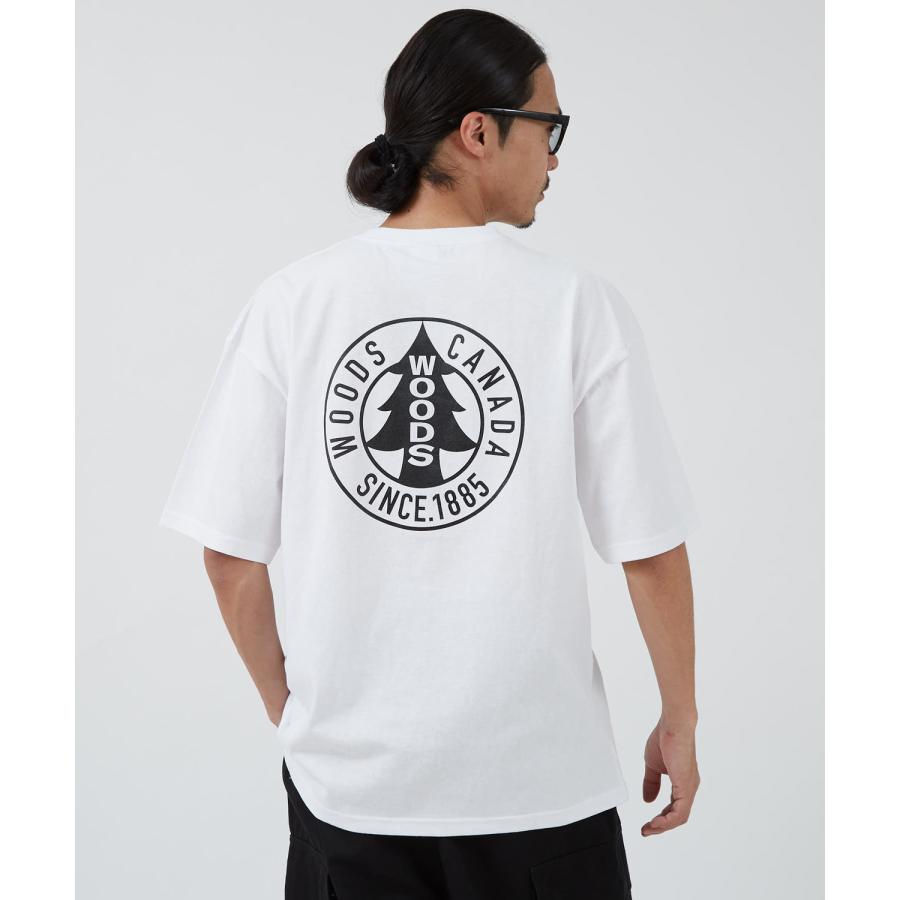 半袖Tシャツ メンズ WOODS別注 ウッズ カットソー  ビッグシルエット アウトドア カジュアル アメカジ ブラック ホワイト カーキ | improves | 09