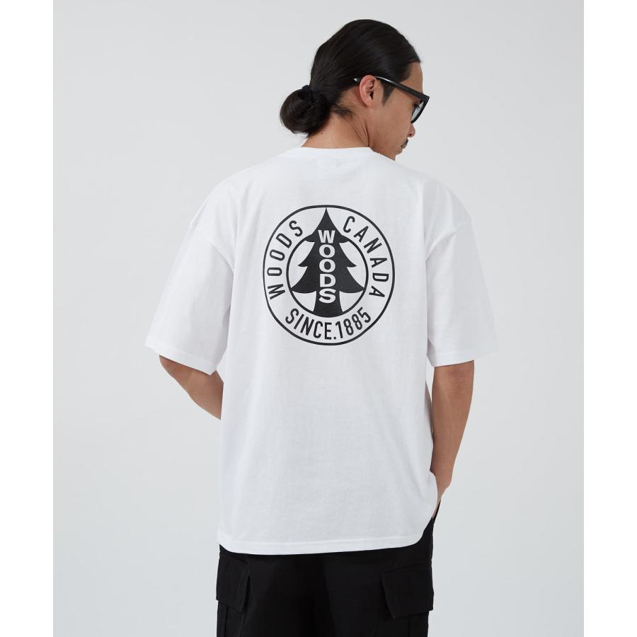 半袖Tシャツ メンズ WOODS別注 ウッズ カットソー  ビッグシルエット アウトドア カジュアル アメカジ ブラック ホワイト カーキ | improves | 10