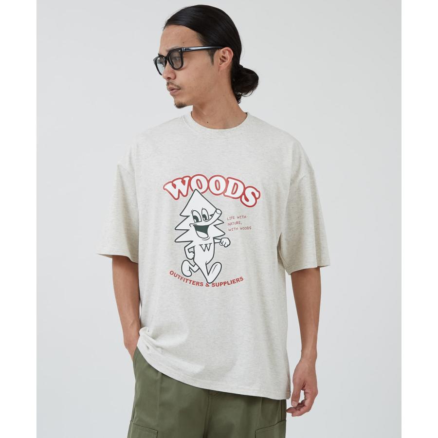 半袖Tシャツ メンズ WOODS別注 ウッズ カットソー  ビッグシルエット アウトドア カジュアル アメカジ ブラック ホワイト オートミール | improves | 14