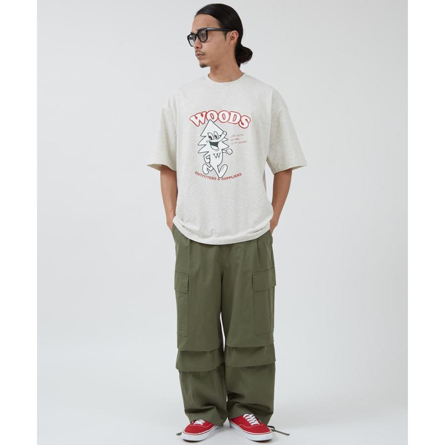 半袖Tシャツ メンズ WOODS別注 ウッズ カットソー  ビッグシルエット アウトドア カジュアル アメカジ ブラック ホワイト オートミール | improves | 17