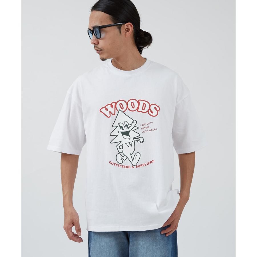 半袖Tシャツ メンズ WOODS別注 ウッズ カットソー  ビッグシルエット アウトドア カジュアル アメカジ ブラック ホワイト オートミール | improves | 08