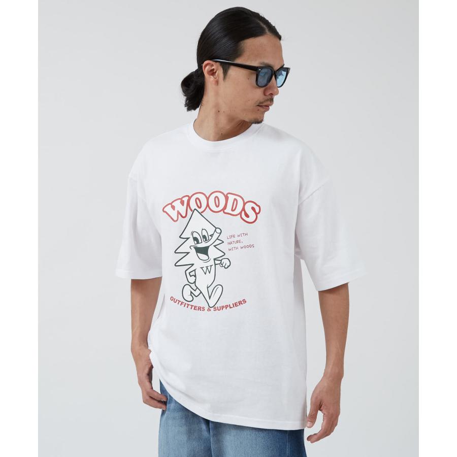 半袖Tシャツ メンズ WOODS別注 ウッズ カットソー  ビッグシルエット アウトドア カジュアル アメカジ ブラック ホワイト オートミール | improves | 09