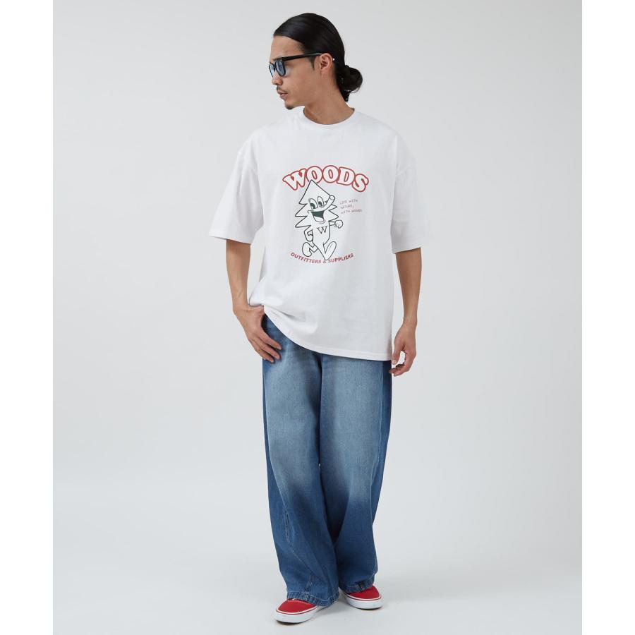 半袖Tシャツ メンズ WOODS別注 ウッズ カットソー  ビッグシルエット アウトドア カジュアル アメカジ ブラック ホワイト オートミール | improves | 12