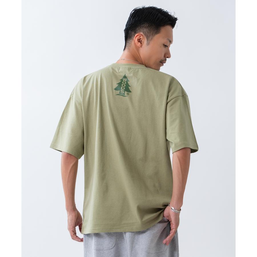 半袖Tシャツ メンズ WOODS別注 ウッズ カットソー ベア ビッグシルエット アウトドア カジュアル アメカジ ブラック ホワイト カーキ | improves | 14
