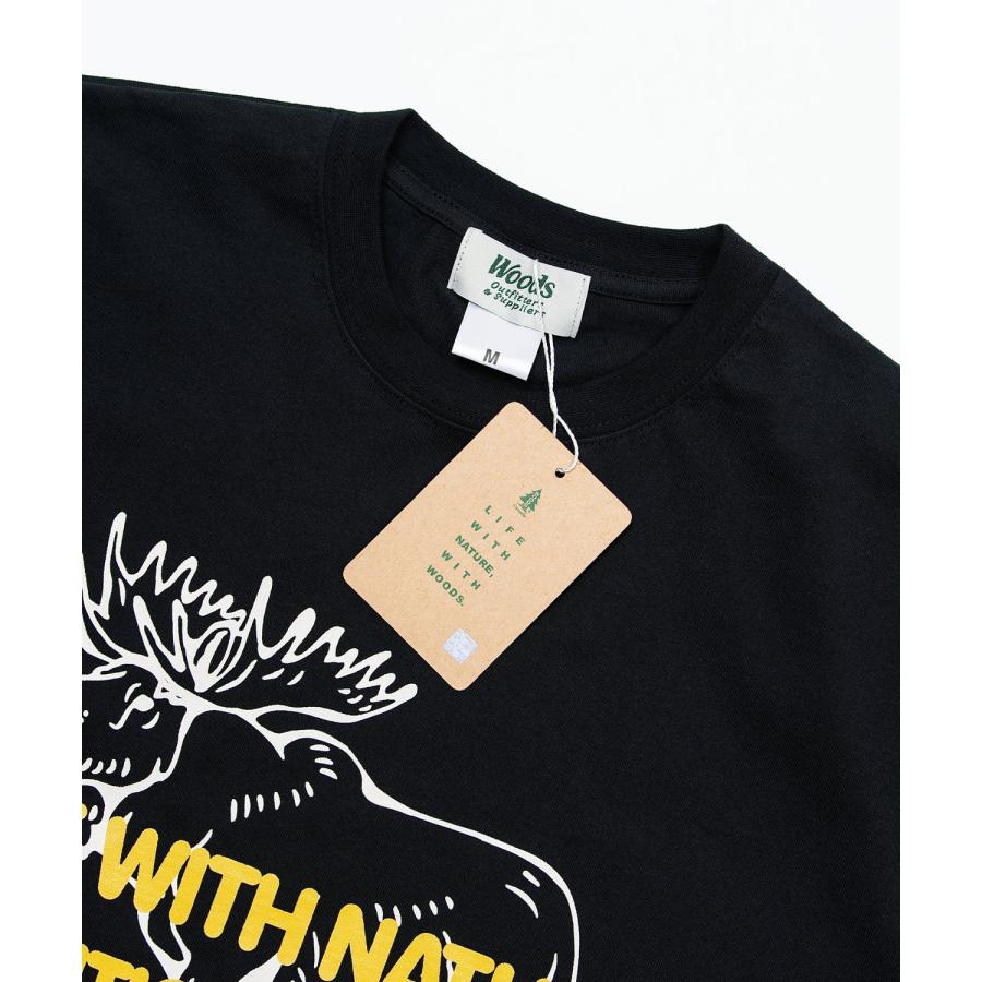 半袖Tシャツ メンズ WOODS別注 ウッズ カットソー ベア ビッグシルエット アウトドア カジュアル アメカジ ブラック ホワイト カーキ | improves | 15