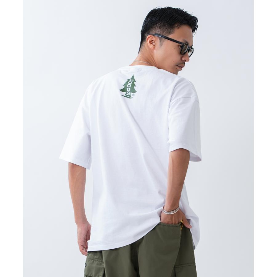 半袖Tシャツ メンズ WOODS別注 ウッズ カットソー ベア ビッグシルエット アウトドア カジュアル アメカジ ブラック ホワイト カーキ | improves | 06