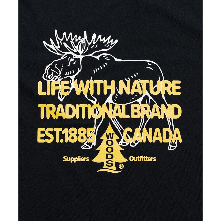 半袖Tシャツ メンズ WOODS別注 ウッズ カットソー ビッグシルエット アウトドア カジュアル アメカジ ブラック ホワイト ダークブルー | improves | 14