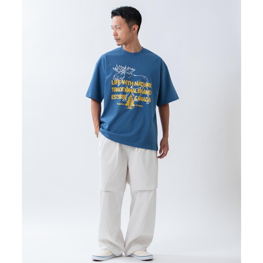 半袖Tシャツ メンズ WOODS別注 ウッズ カットソー ビッグシルエット アウトドア カジュアル アメカジ ブラック ホワイト ダークブルー | improves | 06