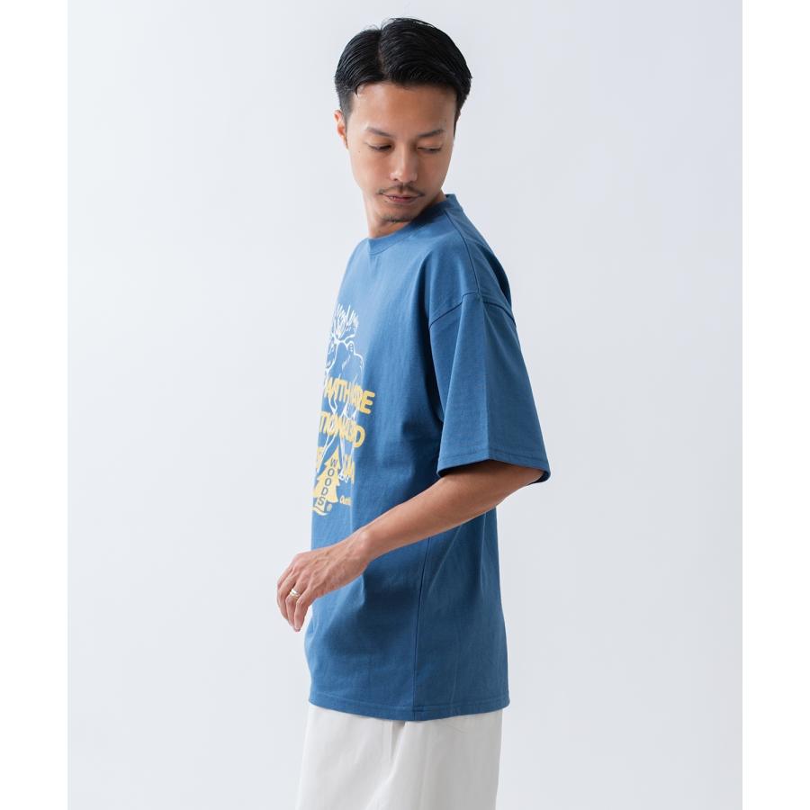 半袖Tシャツ メンズ WOODS別注 ウッズ カットソー ビッグシルエット アウトドア カジュアル アメカジ ブラック ホワイト ダークブルー | improves | 08