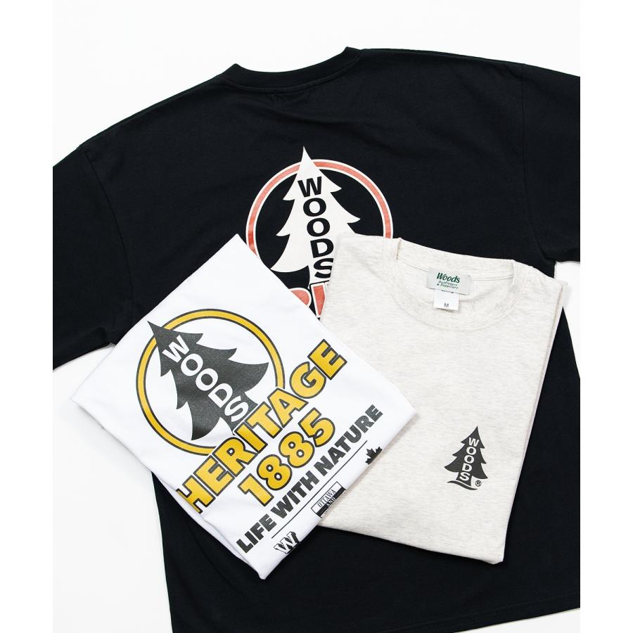 半袖Tシャツ メンズ WOODS別注 ウッズ カットソー ビッグシルエット アウトドア カジュアル アメカジ ブラック ホワイト オートミール | improves | 16