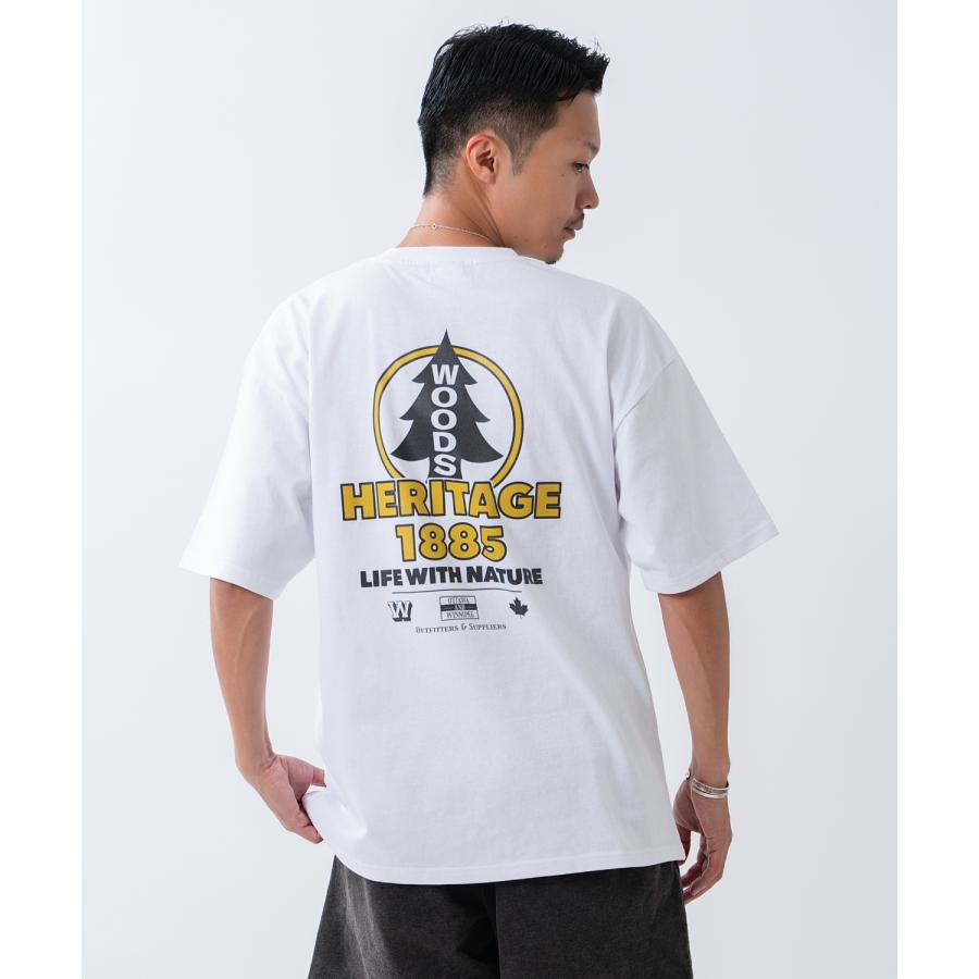 半袖Tシャツ メンズ WOODS別注 ウッズ カットソー ビッグシルエット アウトドア カジュアル アメカジ ブラック ホワイト オートミール | improves | 04