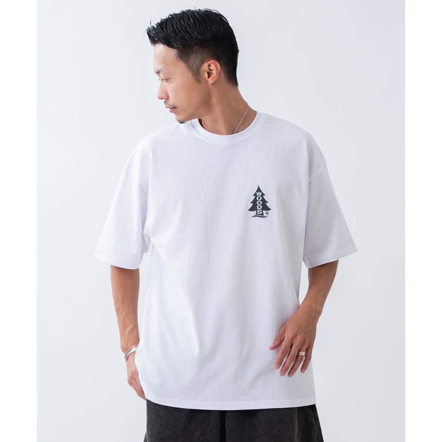 半袖Tシャツ メンズ WOODS別注 ウッズ カットソー ビッグシルエット アウトドア カジュアル アメカジ ブラック ホワイト オートミール | improves | 05