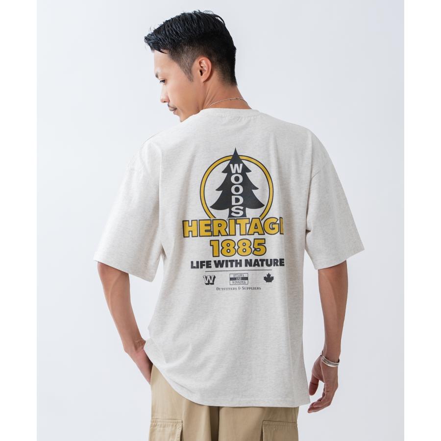 半袖Tシャツ メンズ WOODS別注 ウッズ カットソー ビッグシルエット アウトドア カジュアル アメカジ ブラック ホワイト オートミール | improves | 08