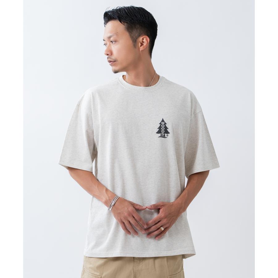 半袖Tシャツ メンズ WOODS別注 ウッズ カットソー ビッグシルエット アウトドア カジュアル アメカジ ブラック ホワイト オートミール | improves | 09