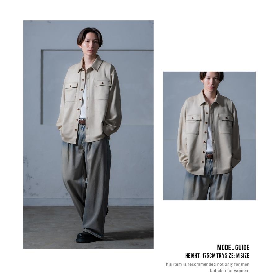 シャツ メンズ ジャケット アウター ポンチ ダブルフラップ ポケットシャツ 羽織り 春 秋 冬 カジュアル レトロ Y2K 90年代 リバイバル | improves | 12