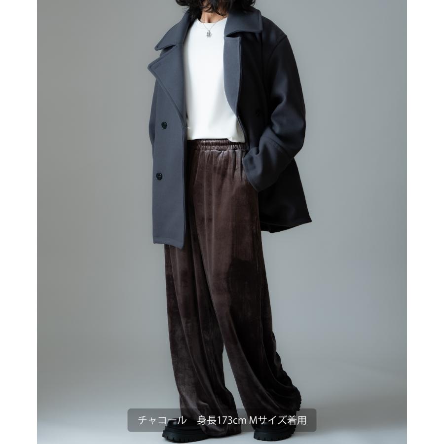 ワイドパンツ メンズ ベロア素材 イージーパンツ リラックスウェア ジェンダーレス カジュアル シンプル 大人カジュアル きれいめ ブラック チャコール ブラウン | improves | 14