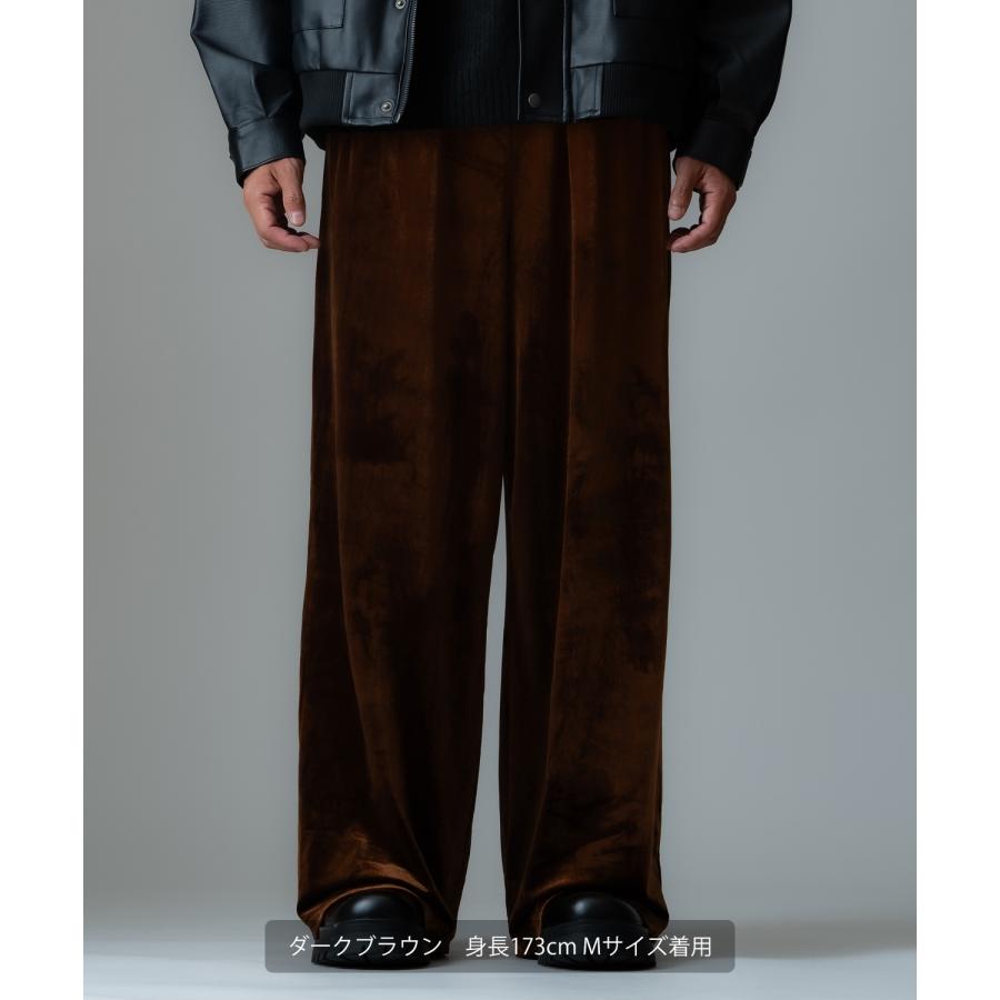 ワイドパンツ メンズ ベロア素材 イージーパンツ リラックスウェア ジェンダーレス カジュアル シンプル 大人カジュアル きれいめ ブラック チャコール ブラウン | improves | 15