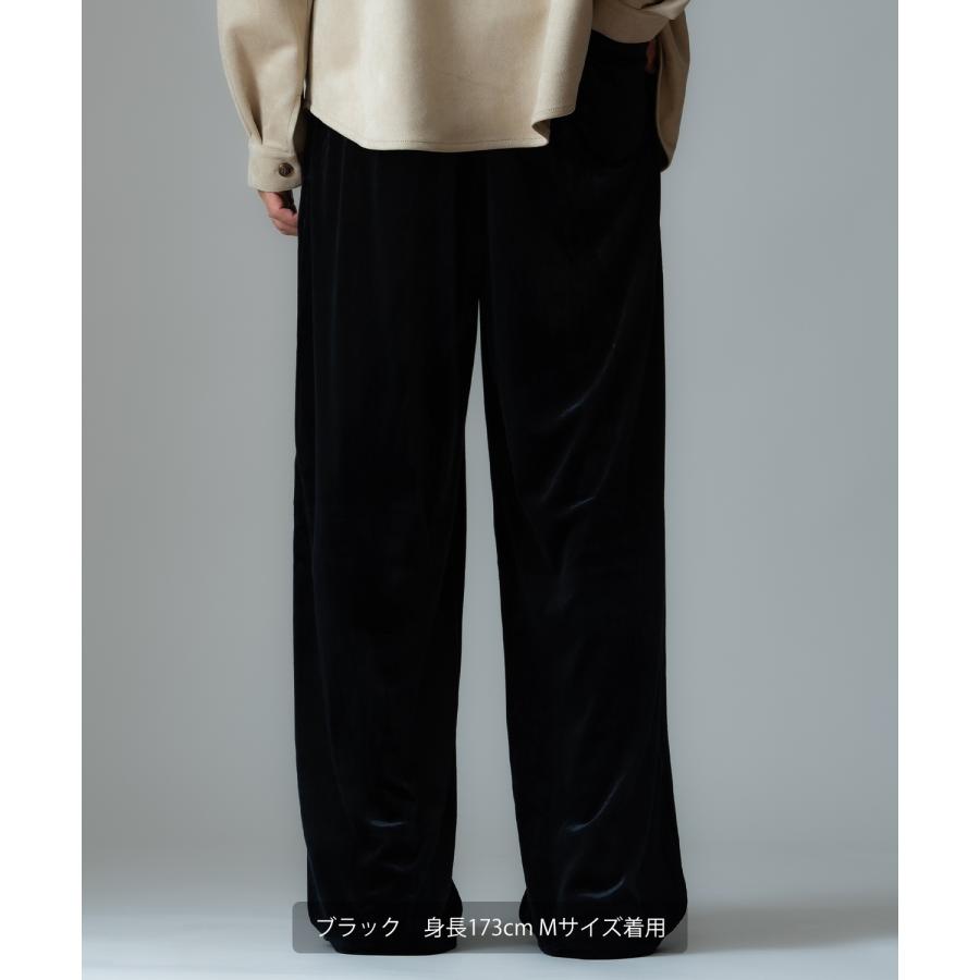 ワイドパンツ メンズ ベロア素材 イージーパンツ リラックスウェア ジェンダーレス カジュアル シンプル 大人カジュアル きれいめ ブラック チャコール ブラウン | improves | 07