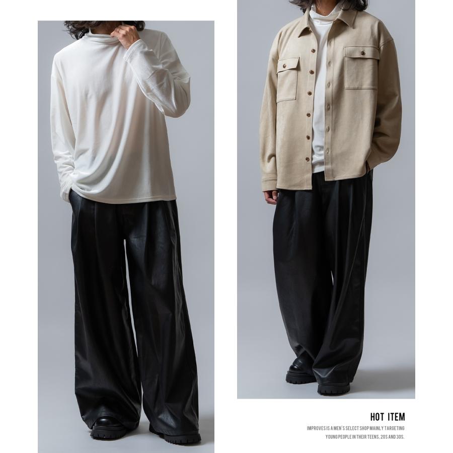 プルオーバー メンズ  ベロア素材 ハイネック セットアップ リラックスウェア ジェンダーレス カジュアル シンプル 大人カジュアル きれいめ | improves | 17