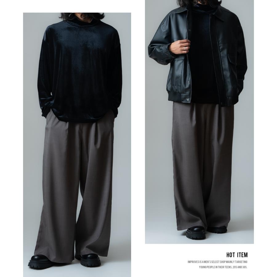 プルオーバー メンズ  ベロア素材 ハイネック セットアップ リラックスウェア ジェンダーレス カジュアル シンプル 大人カジュアル きれいめ | improves | 22