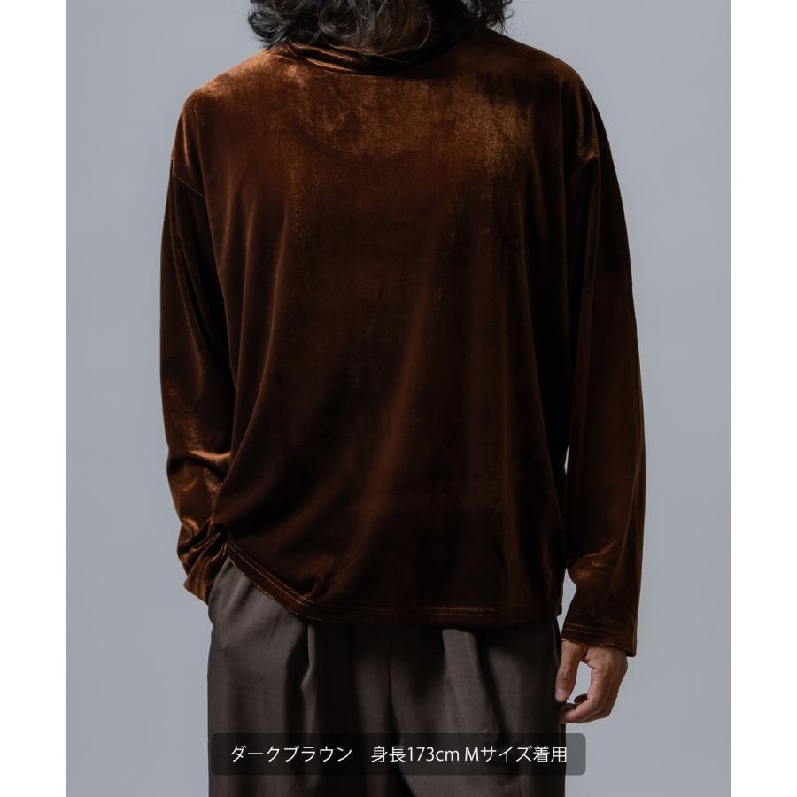 プルオーバー メンズ  ベロア素材 ハイネック セットアップ リラックスウェア ジェンダーレス カジュアル シンプル 大人カジュアル きれいめ | improves | 05