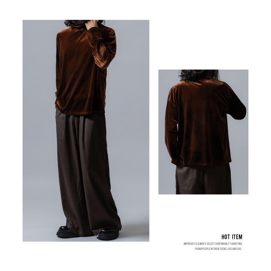 プルオーバー メンズ  ベロア素材 ハイネック セットアップ リラックスウェア ジェンダーレス カジュアル シンプル 大人カジュアル きれいめ | improves | 08