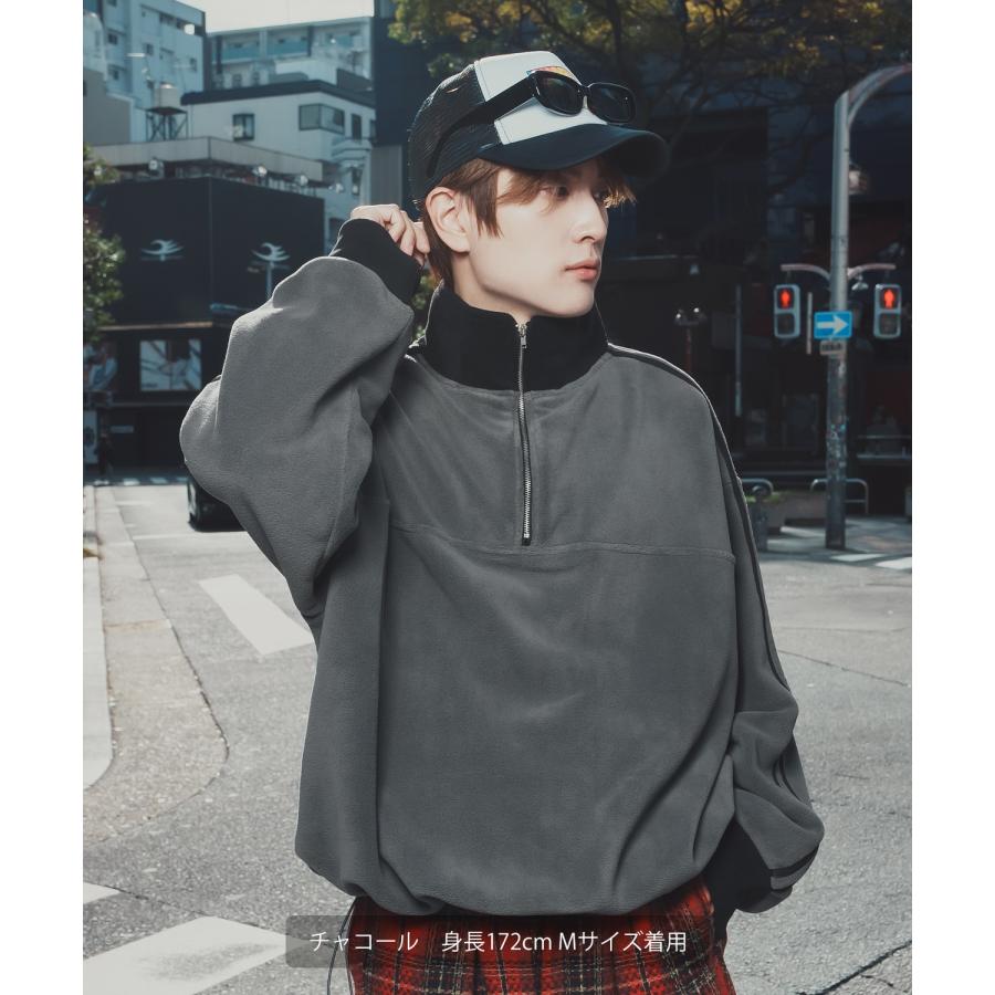 トラックジャケット フリース ボア ブルゾン ハーフジップ プルオーバー オーバーサイズ もこもこ カジュアル ストリート 韓国 | improves | 04