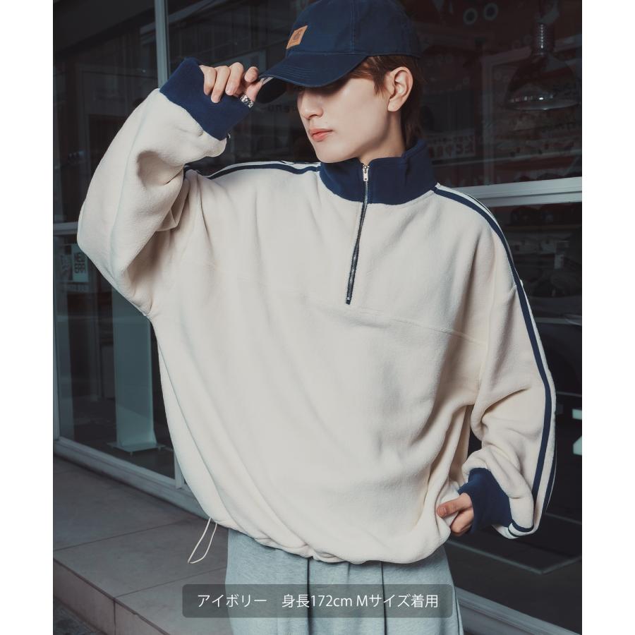 トラックジャケット フリース ボア ブルゾン ハーフジップ プルオーバー オーバーサイズ もこもこ カジュアル ストリート 韓国 | improves | 07