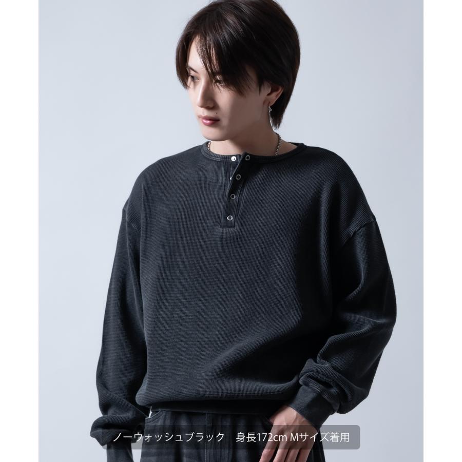 長袖Tシャツ メンズ  ワッフル ヘンリー ネック カットソー 大きめ アメカジ カジュアル スケーター ストリート 古着MIX 韓国ファッション | improves | 13
