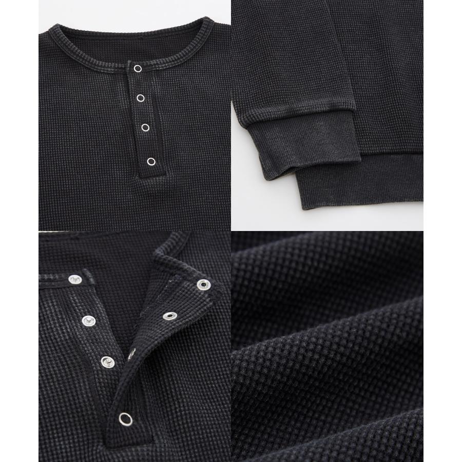 長袖Tシャツ メンズ  ワッフル ヘンリー ネック カットソー 大きめ アメカジ カジュアル スケーター ストリート 古着MIX 韓国ファッション | improves | 22