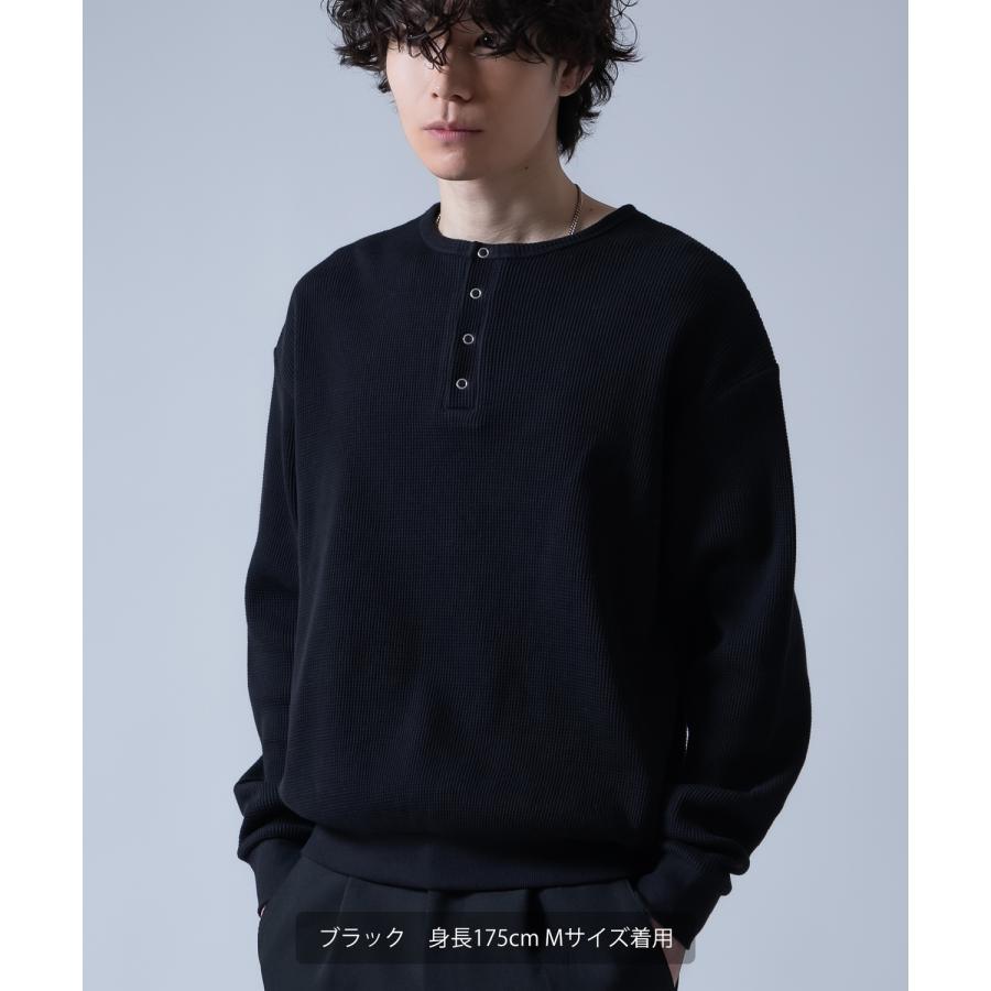 長袖Tシャツ メンズ  ワッフル ヘンリー ネック カットソー 大きめ アメカジ カジュアル スケーター ストリート 古着MIX 韓国ファッション | improves | 07