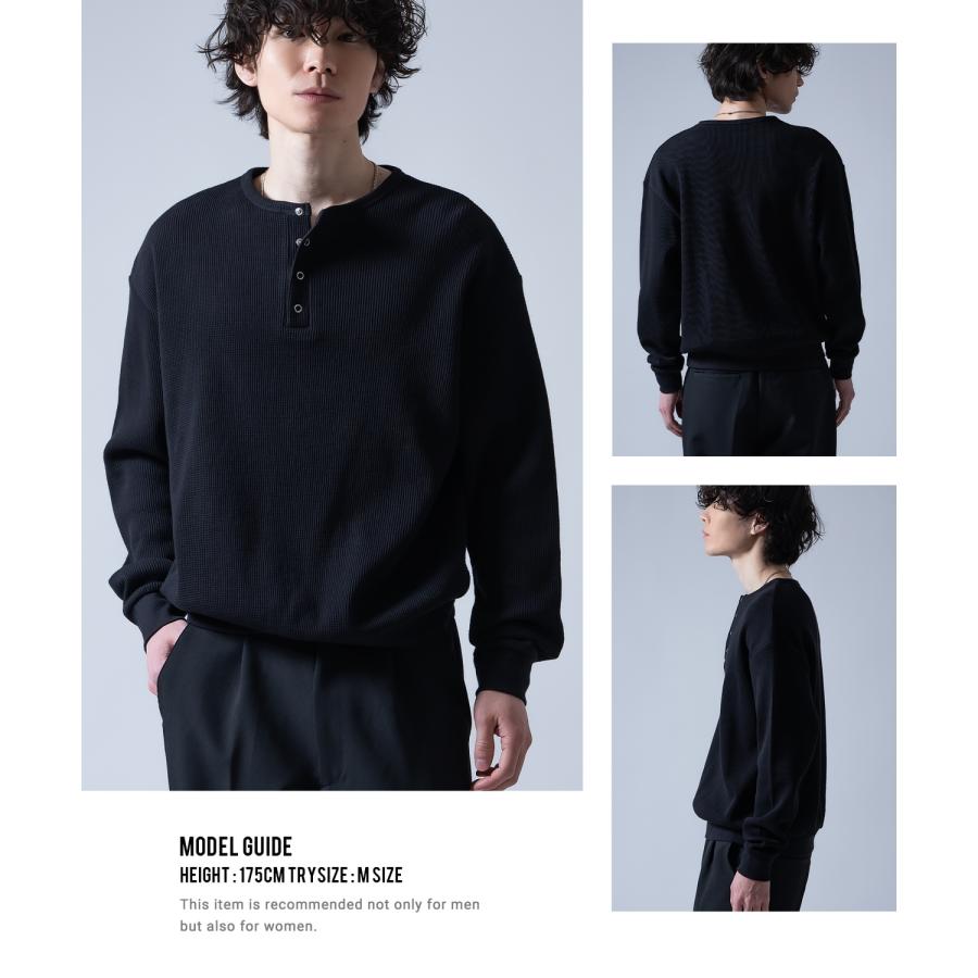 長袖Tシャツ メンズ  ワッフル ヘンリー ネック カットソー 大きめ アメカジ カジュアル スケーター ストリート 古着MIX 韓国ファッション | improves | 09