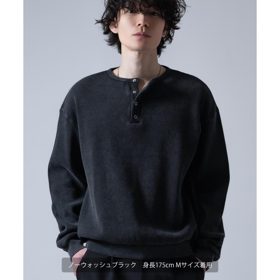 長袖Tシャツ メンズ  ワッフル ヘンリー ネック カットソー 大きめ アメカジ カジュアル スケーター ストリート 古着MIX 韓国ファッション | improves | 10