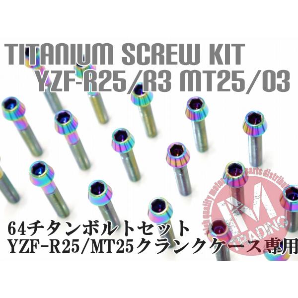 YZF-R25/R35 MT-25/03専用64チタン製クランクケースカバーボルトセット エンジンカバー テーパーキャップ 焼き色あり Ti-6Al-4V_1