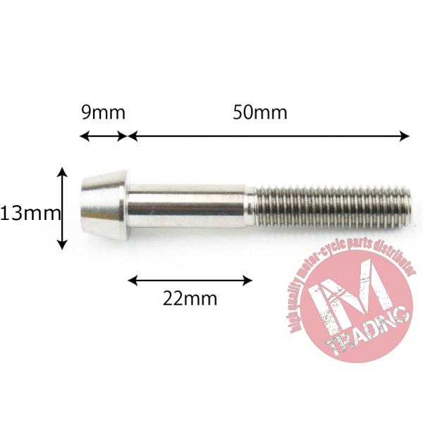 64チタン合金ボルト M8×50mm P1.25 テーパーキャップ ゆうパケット対応 焼き色なし Ti-6Al-4V｜imtrading｜03