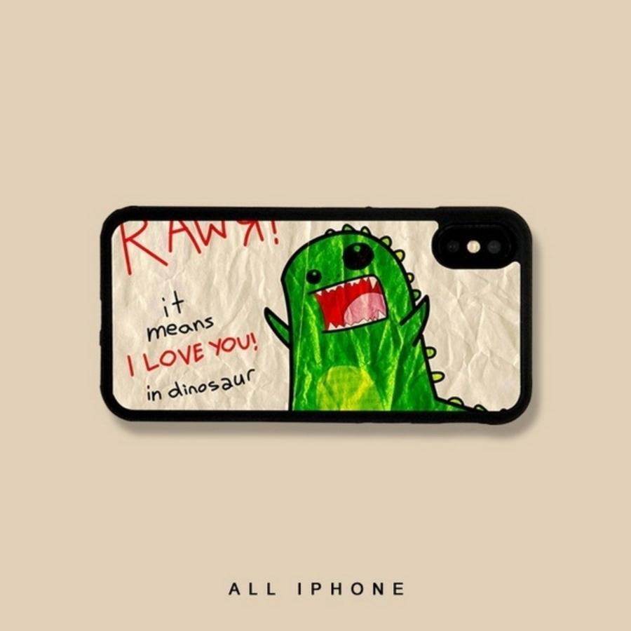 iPhone 12pro ケース 化物 iphone 12 ケース ベージュ アイホン12 ケース 恐竜 可愛い キャラクター 面白い イラスト 送料無料 耐衝撃 滑り止め｜imukat-store