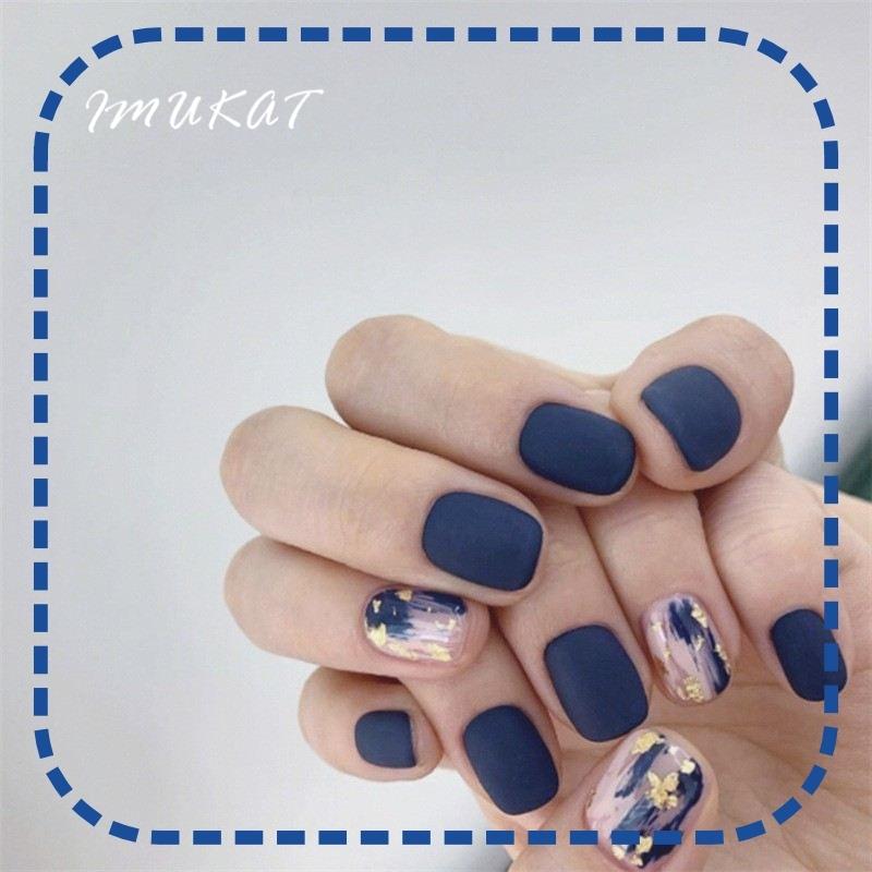 ネイルチップ 青色 ブルー カラー 短い 短いネイル ショート かわいい 優しい色合い 送料無料 Na 177 Imukat 通販 Yahoo ショッピング